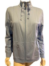 Alison Daley Light Blue Zip Front Knit Jacket Size M - $449.98 MXN