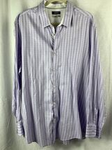 Mens XXL Alfani Platinum purple lavender herringbone striped dress shirt... - $9.35