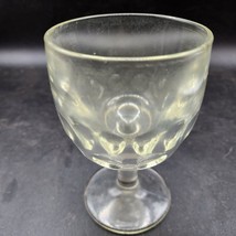 Vintage Clear Glass Thumbprint Goblet Schooner Thick HEAVY Glass - Stand... - $12.84