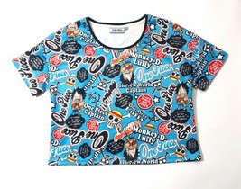 One Piece Monkey D Luffy Adult Shirt Medium Blue 160 84A New World Capitan Anime - £45.02 GBP