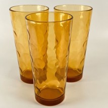 3 Vintage Hazel Atlas Amber Yellow Tumbler Glass El Dorado Gold Optic Dot 6.25” - $34.29