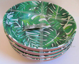 Tommy Bahama Melamine Green Palm Leaf 8&quot; Salad Soup Pasta Bowls Set of 4 - £33.58 GBP