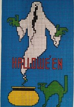 Halloween Postcard Fantasy Ghost Black Cat Cauldron Grid Pattern Gibson 6936 - £257.05 GBP