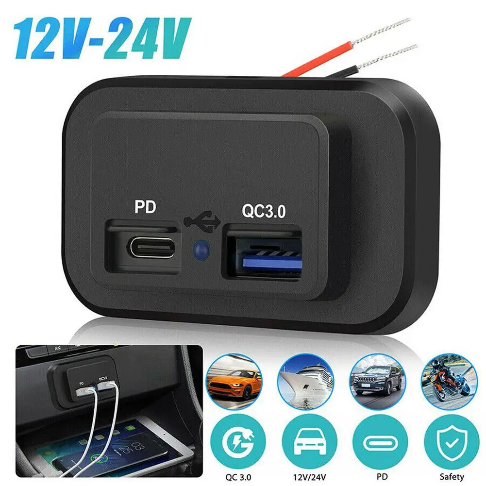 36w qc3 0 pd a usb port charger car rv fast charger socket adapter power outlet thumb200