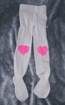 CRAZY 8 BABY GIRL TIGHTS GRAY HOT PINK GLITTER SHIMMER HEART KNEE 6-12 NEW - £9.31 GBP