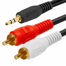 3.5Mm Audio To 2 Rca Cable 1/8&quot; Stereo Male To 2-Rca Male Y Splitter Aux... - $12.99