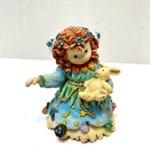 Vintage 1995 Enesco Patterns of Life Resin Angel with Bunny Figurine 3.25 inch - £9.26 GBP