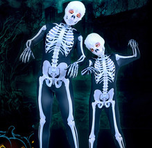 Halloween Skeleton Costume Scary Skeleton Skull Costume Jumpsuit Carnival Party - £17.74 GBP+