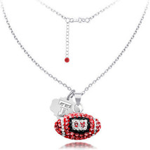 Sterling Silver Texas Tech University Crystal Football Necklace - Licensed - £82.28 GBP