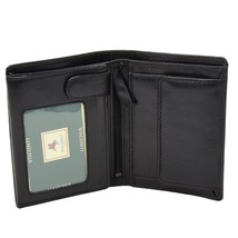 DR430 Men&#39;s Large Leather Bifold Wallet Black - £23.45 GBP