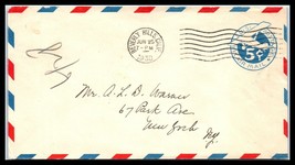 1930 US Air Mail Cover - Beverly Hills, California to New York, NY D20 - £2.35 GBP