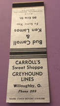 Vintage Matchbook Cover Matchcover Carroll’s Sweet Shoppe Willoughby OH - $3.09