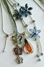 Lot of 4 multi style design Butterfly Flower link chains charm Necklace - £20.31 GBP