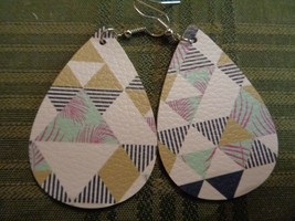 Faux Leather Dangle Earrings (new) Tiny Triangles /Multi - £4.40 GBP