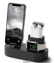 3-in-1 Apple Watch iPhone Airpods Charging Organizing Stand Black 6.8x2.6"x2.6" - £22.77 GBP