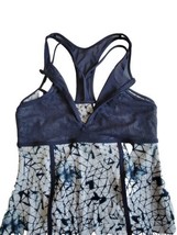 lululemon Athletica Women 8 Pedal Pace Zip Up Shelf Bra Tank Luxtreme Mesh Navy - £15.81 GBP