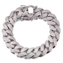 HIP HOP High-Quality Iced Out  Bracelet For Men  Paved Bling Zircon Stone Gold C - £146.45 GBP