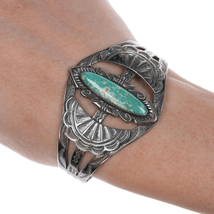 6.5&quot; 40&#39;s-50&#39;s Navajo Curio Sterling and turquoise cuff bracelet - £206.39 GBP