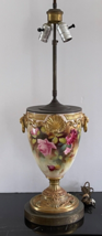 Extraordinary Antique Porcelain Hand Painted Roses Ormolu Table Lamp - £1,186.82 GBP