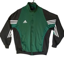 Vintage Adidas Track Jacket Adult Medium Kelly Green 3 Stripe Mock Neck Y2K 00s - £28.94 GBP