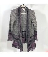 Style &amp; Co Long Open Front Cardigan Sweater Fringe Hem Wm&#39;s Size Small - $19.17 CAD