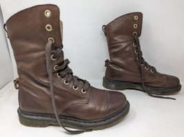 Dr Martens Aimilita Brown Leather Boots Womens 10 Combat Foldover Vintage - $79.19