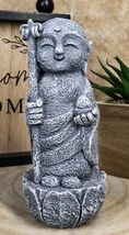 Lucky Japanese Jizo Monk Holding Staff &amp; Jewel Figurine 5"H Bodhisattva ... - $17.99