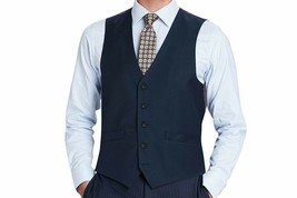 Men&#39;s RENOIR Vest Wool 140&#39;s Adjustable, Two Pockets 508-19 Navy Blue - £43.45 GBP