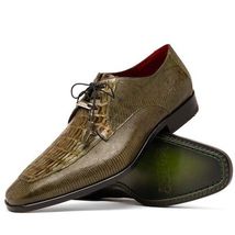 Merida Derby's Shoes Caiman and Lizard Lace Up Olive Green image 2