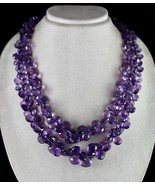 NATURAL PURPLE AMETHYST BEADS TEARDROPS 2 L 1003 CT GEMSTONE FINEST NECK... - £1,015.53 GBP