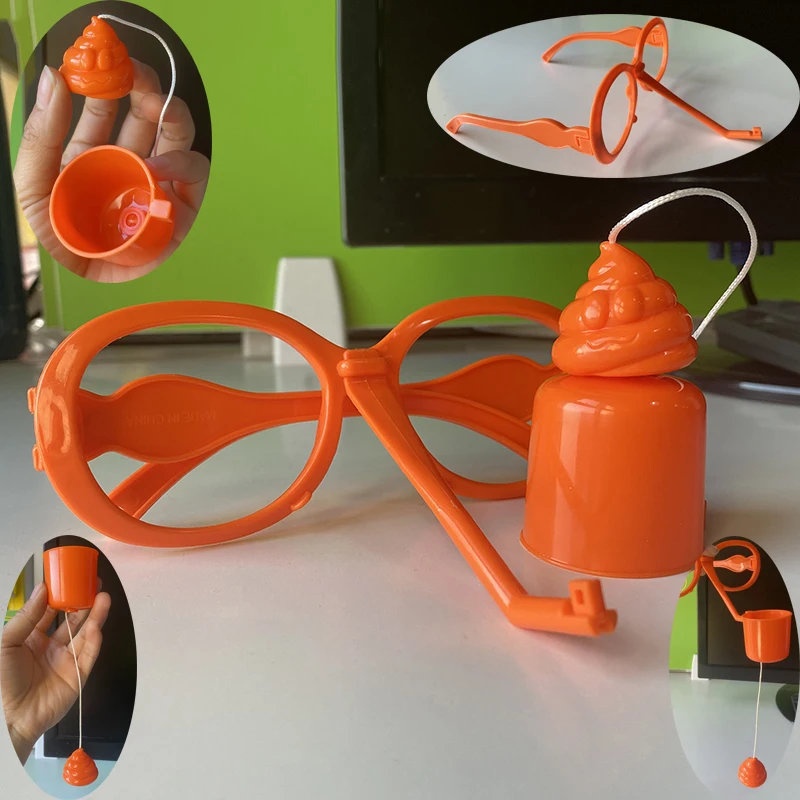 Glasses Rope Poop Toys Poop Fishing Game Kids Hook Poops Bell Aldult Party PK - £9.71 GBP+