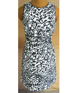 NEW TORY BURCH SZ 8 BLACK &amp; WHITE SILK &amp; COTTON DRESS LEATHER TRIM LOGOS... - $2,638.45 MXN