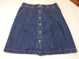 Izod Womens Mid Length (Knee Length) Blue Denim Button Up Skirt Size 6 EUC - $25.73