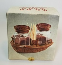 Vintage Serie Veruska Legno Sinterizzato Sintered Wood Salt Pepper Toothpick Set - £7.74 GBP