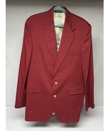 Lands&#39; End Mens Blazer Jacket 43L Red Twill Cotton Solid 2 Button Sport ... - $532.29 MXN