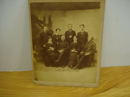 Antique Victorian Family Photo Cabinet Card Men &amp; Women Studio Picture Large 9X7 - $8.48