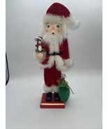 NUTCRACKER Christmas Santa WITH SACK OF TOYS AND TEDDY BEAR- 14” - £10.97 GBP