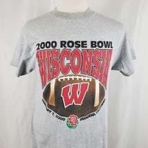 Vintage Wisconsin Badgers T-Shirt Medium 2000 Rose Bowl Football Gray Tultex - £16.23 GBP