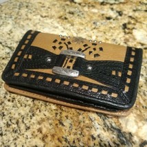 BRIGHTON Leather Montreal Flowers Western silver studded wallet - $74.25