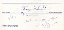 Terry Dene Rock Singer Official Hand Signed Charm Records Autograph - £23.59 GBP