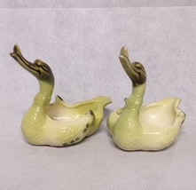 Hull Chartreuse Green Ducks Swans Trinket Candy Bowls 2 Long Nose Planters - £29.53 GBP