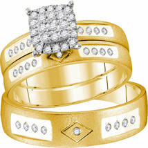 Authenticity Guarantee 
14kt Yellow Gold His Hers Round Diamond Cluster Match... - £883.25 GBP