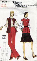 Vintage 1970&#39;s Misses&#39; JACKET, PANTS &amp; SKIRT Vogue Pattern 8426-v Size 12 - £9.48 GBP