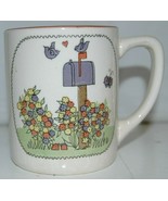 Vintage Coffee Mug Cup Mailbox Flowers Birds Heart Japan Made Mailman Po... - £12.57 GBP