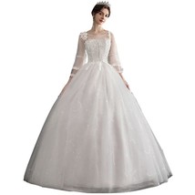 Sexy Illusion O Neck Three Quarter Wedding Dress - £135.57 GBP
