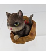 Just Play Kitty in My Pocket Flocked Cat Brown Gray Kitten in Basket 1.5... - $12.62 CAD