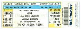 Gwar Concerto Ticket Stub Novembre 30 2006 St.Petersburg Florida - £28.27 GBP