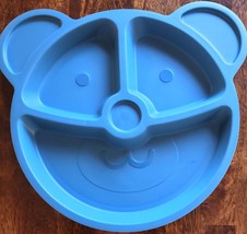 Your Zone ~ 4-Piece Set ~ Kids Dinnerware ~ Blue Plastic ~ 9.5&quot; Bear Plates - £17.67 GBP
