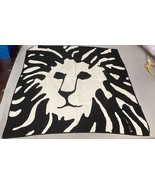 Vintage Anne Klein 100% Silk Scarf Black &amp; Creamy White Lion Face - Stained - €8,52 EUR
