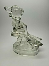 L E Smith Vtg Glass Clear Hummel Look Girl Two Geese Figurine Paperweight 7 3/8 - £11.50 GBP